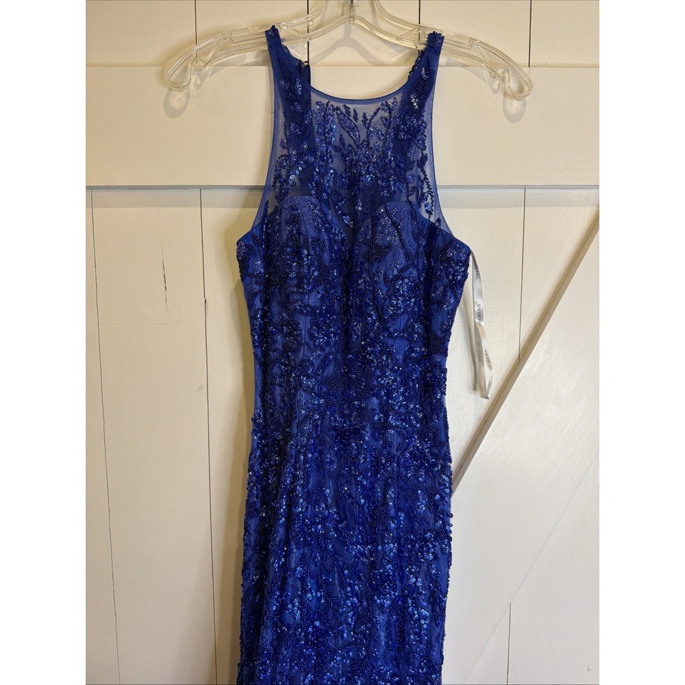 SHERRI HILL  51939 prom dress / ball gown size 0 royal blue with rhinestones - Picture 3 of 14